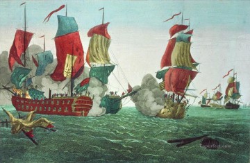 海戦 Painting - 軍艦の海戦